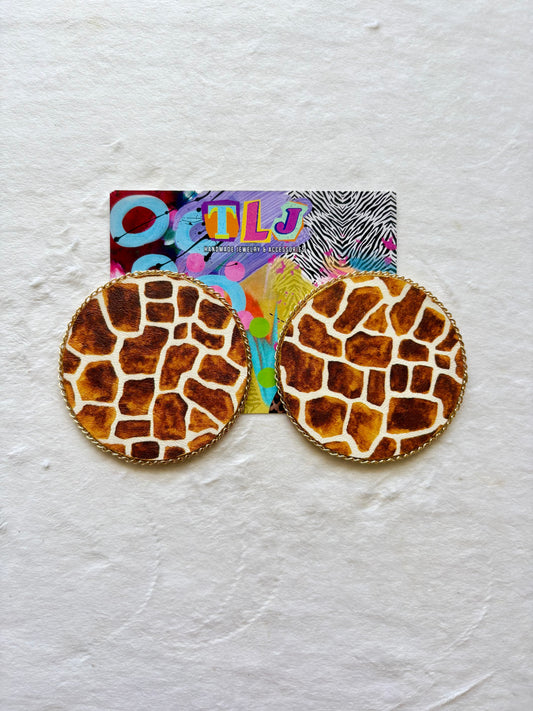 Graceful Giraffe Statement Stud Earrings 3.5 Inches