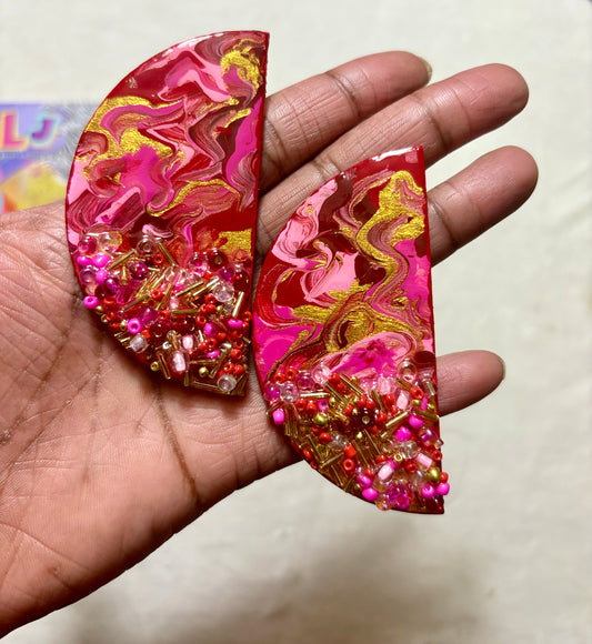 Candied Apple Half Stud Earrings- Romantic Rouge