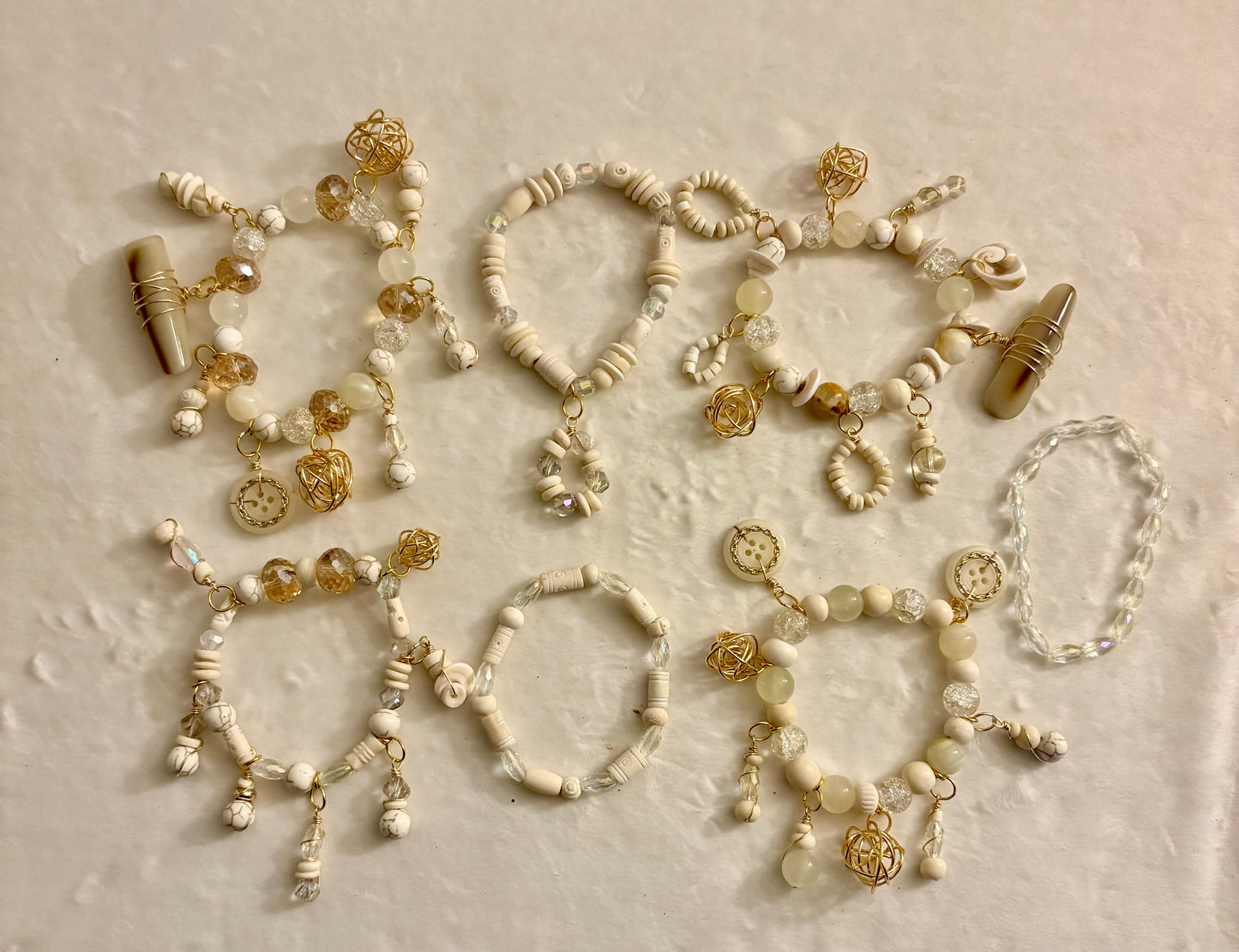 Crème De La Crème Bracelet Stack of 7 |Size 7.75 Inch Stretch Bracelets