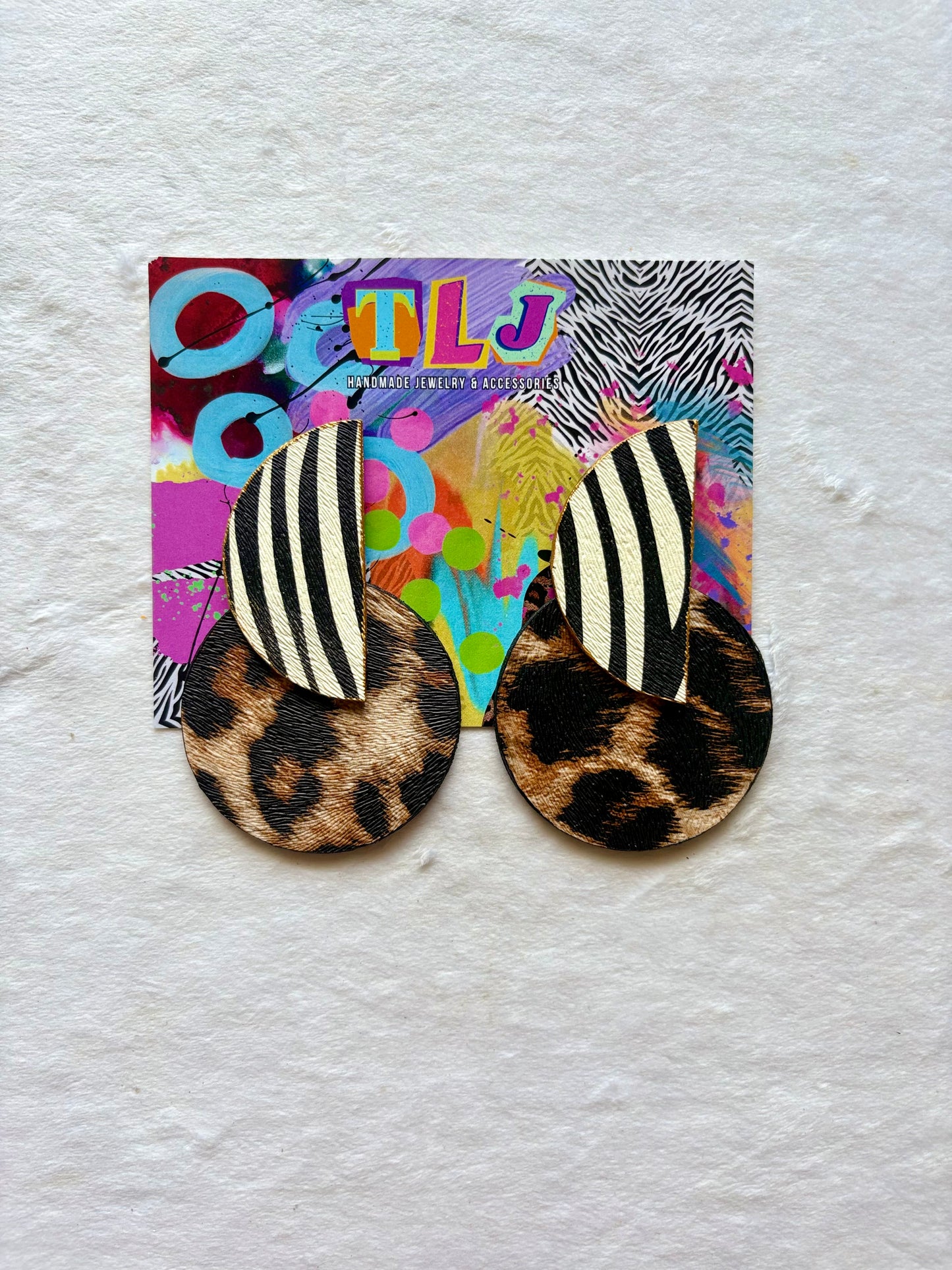 Luna Stud Earrings- Leopard & Zebra