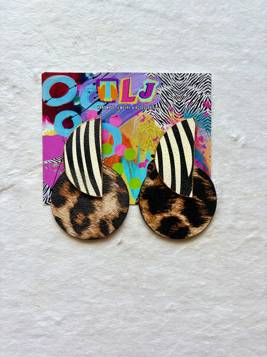 Luna Stud Earrings- Leopard & Zebra