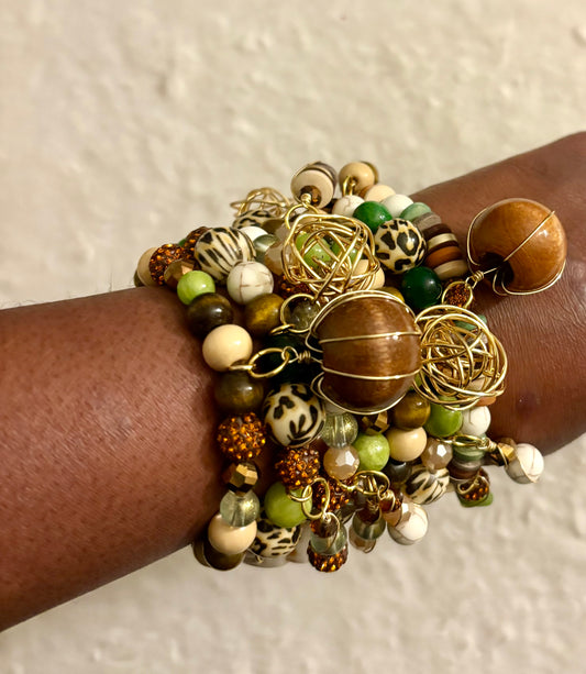 Earth MaMa Bracelet Stack of 7 |Size 7.75 Inch Stretch Bracelets