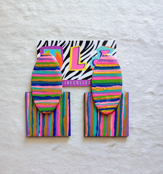 Abstract Stripes Stud Earrings