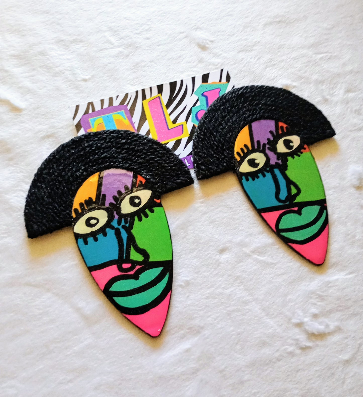 Colorblock Shecassona Statement Earrings- Gloss Finish