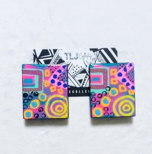 Carnival Abstract Earrings| 2.25 Inches