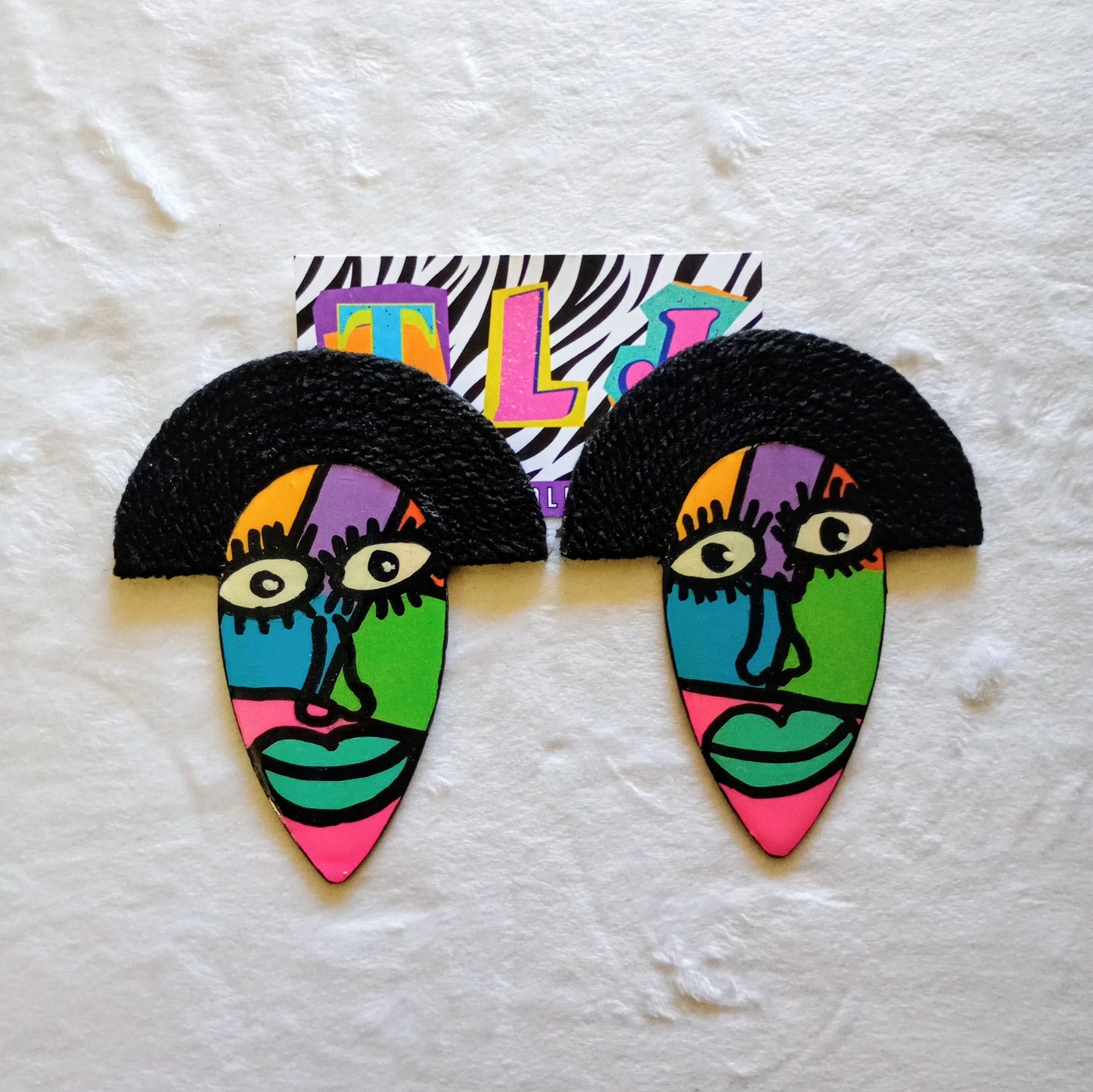 Colorblock Shecassona Statement Earrings- Gloss Finish