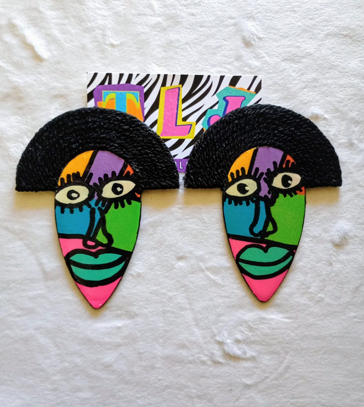 Colorblock Shecassona Statement Earrings- Gloss Finish