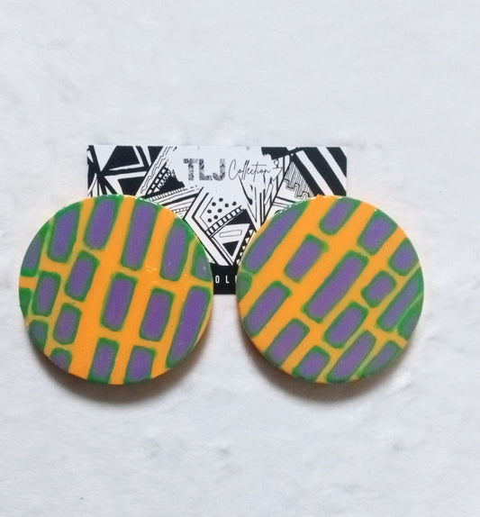 Mango Candy Stripes Earrings| 2.25 Inches