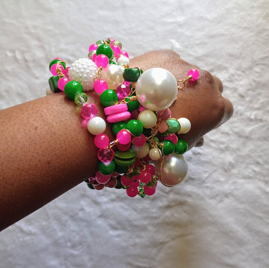 AKA Inspired Set 4  |4 Size 7.75 Inch Stretchy Bracelets