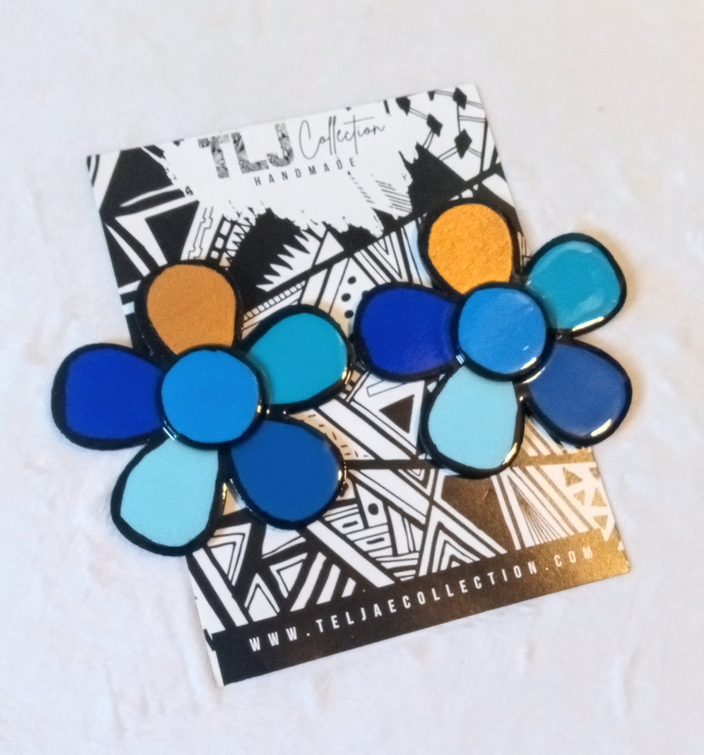 Shades Of Denim Bloom Earrings| 3 Inches